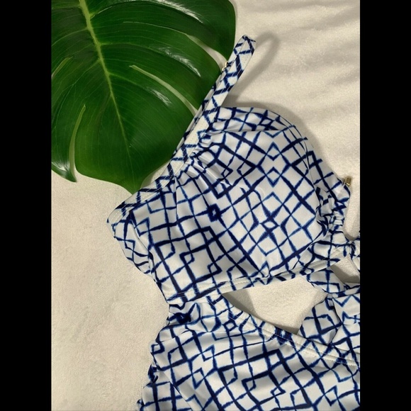 NEW A Che Mae Cutout Print Bandeau Tankini Top - Picture 4 of 9